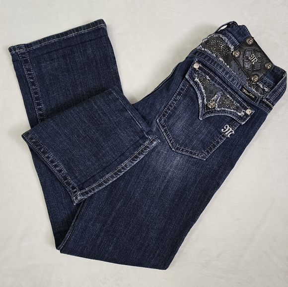 Miss Me Boot Embellished Black Rose Lace & Rhinestone Detail Edgy Jeans - Picture 16 of 16